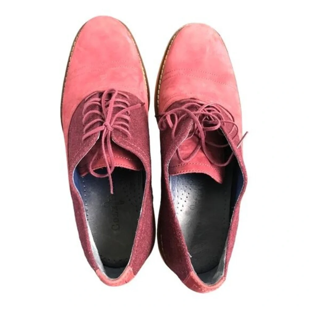 Cole Haan Nike Air‎ Mens 9.5 Maroon Suede 2 Tone Leather Oxford Lace Up Shoes